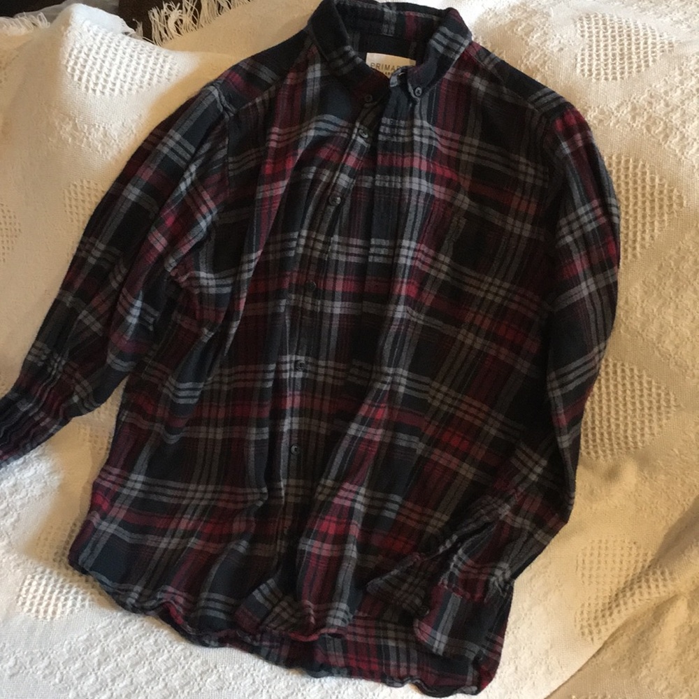 Primark large flannel shirt black gray red